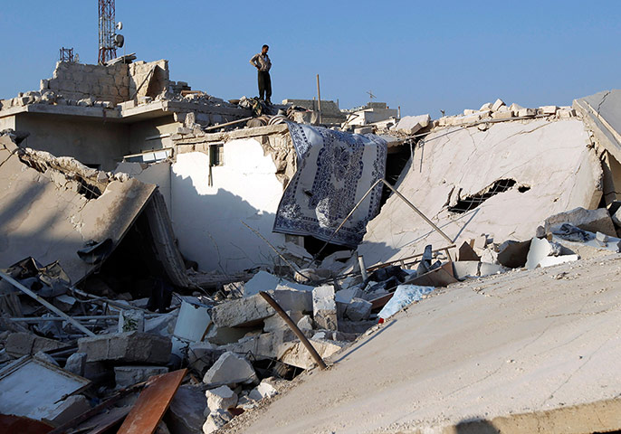 Syrian Conflict: Syrian Conflict: Housing destroyed by air strikes in Azaz