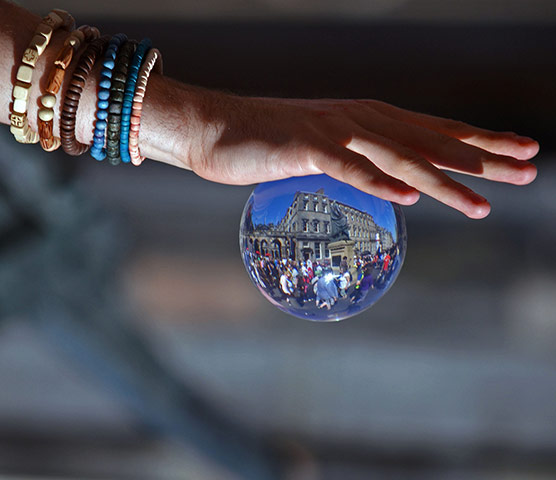 Reader's Edinburgh photos: An unusual view of the Royal Mile, refected in a glass ball (inverted)