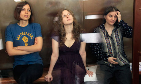 The three members of Pussy Riot, Nadezhda Tolokonnikova, Maria Aliokhina and Yekaterina Samutsevich