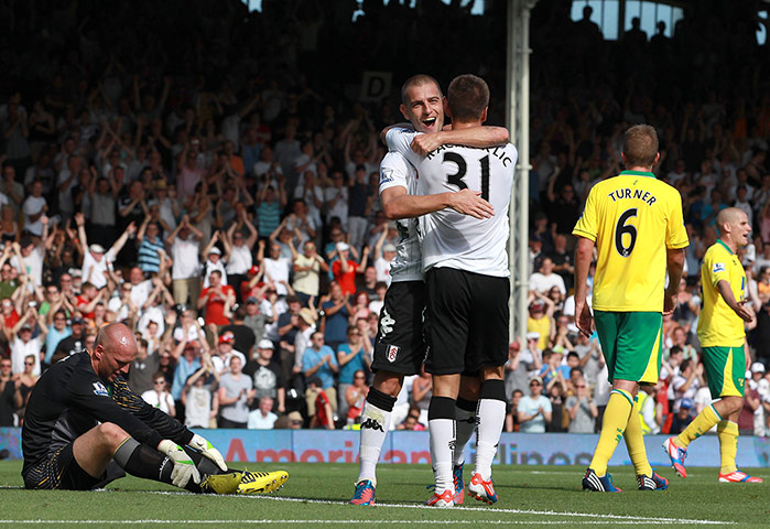 Premier League gallery: Alex Kacaniklic of Fulham celebrates his goal
