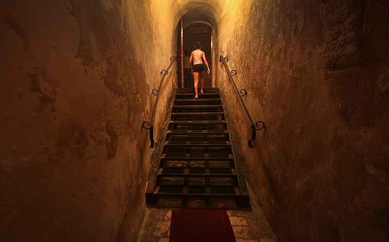 24 hours: Gaza City, West Bank: A Palestinian boy in the Al Samra Turkish Hammam bath
