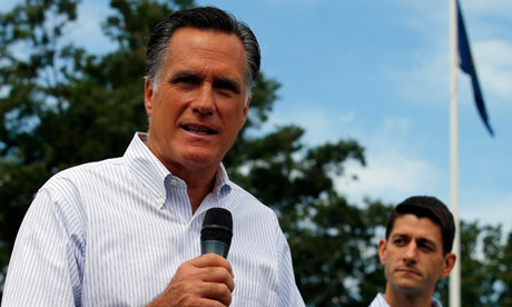 Mitt Romney and Paul Ryan at a campaign stop in Manchester, New Hampshire