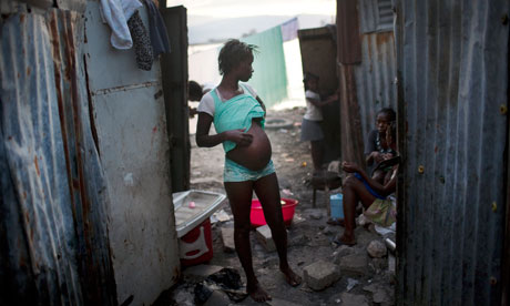 A pregnant woman in a slum area of Haiti
