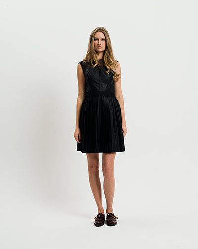 All Ages Fashion: Leather: Woman in black leather dress