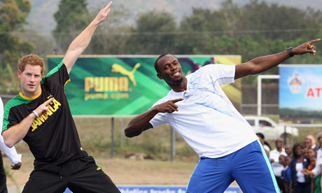 Prince Harry with Usain Bolt