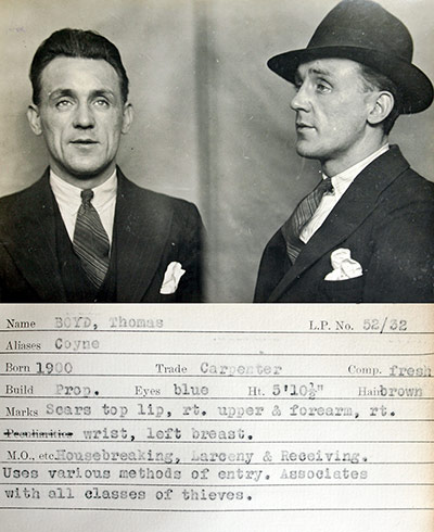 1930s Police mugshots: A mug shot comes from a police identification book