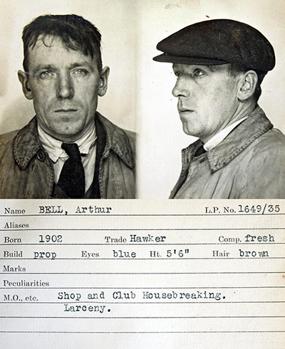 1930s Police mugshots: A mug shot from a police identification book