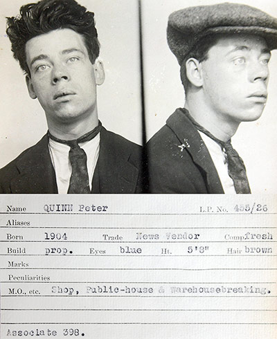 1930s Police mugshots: A mug shot from a police identification book