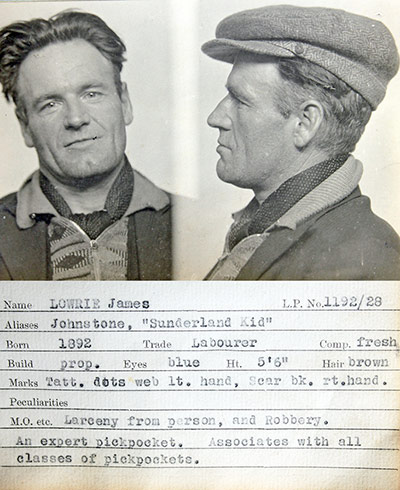 1930s Police mugshots: A mug shot from a police identification book