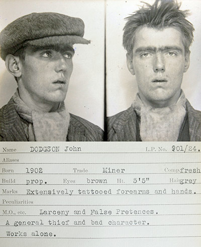 1930s Police mugshots: A mug shot from a police identification book
