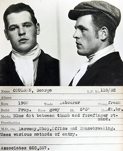 1930s Police mugshots: A mug shot from a police identification book