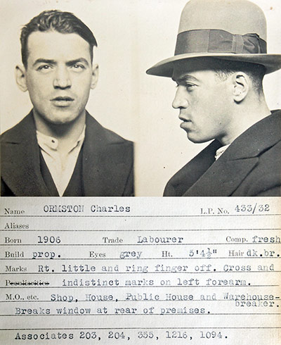 1930s Police mugshots: A mug shot from a police identification book