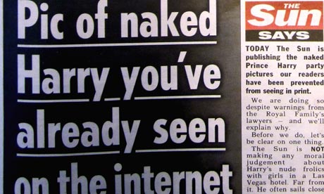 The Sun's naked Prince Harry front page
