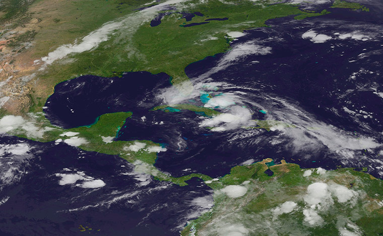 Tropical Storm Isaac: Tropical Storm Isaac is seen heading over Cuba towards Florida