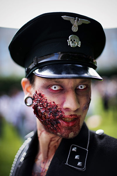 Zombie walk: A young man dressed as a Nazi zombie