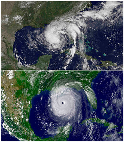 Tropical storm Isaac: Satellite comparison