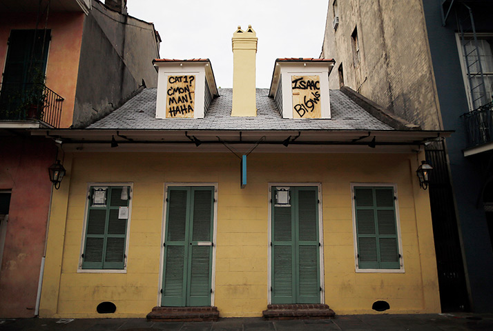 Tropical storm Isaac: A sign making fun of Tropical Storm Isaac in New Orleans