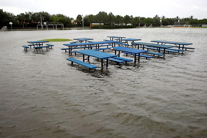 Tropical storm Isaac: A playing field is under water in Boynton Beach