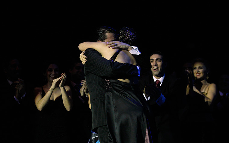 World tango championships: Facundo de la Cruz Gomez Palavecino and Paola Sanz from Argentina embrace