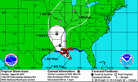 Hurricane Isaac prepares to make landfall in Gulf Coast – as it ...