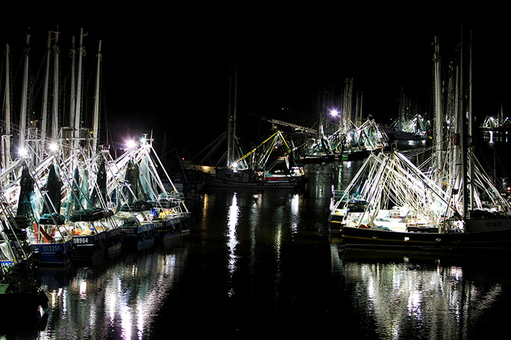 Hurricane Isaac: Shrimp boats in harbour