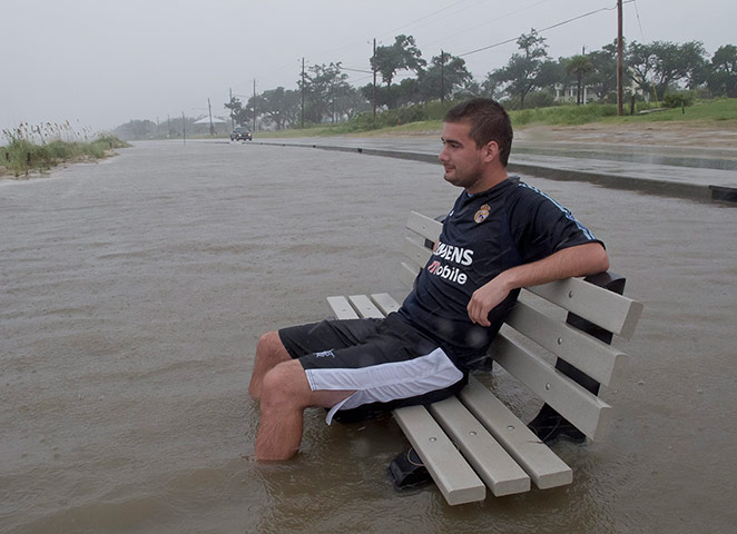 Hurricane Isaac: Sitting on flooded bench