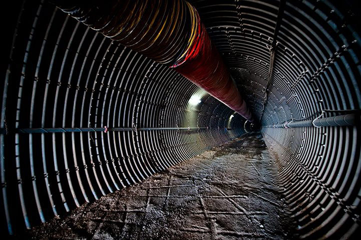 Gold mine in Ethiopia: A view half way down the new Sakaro mineshaft