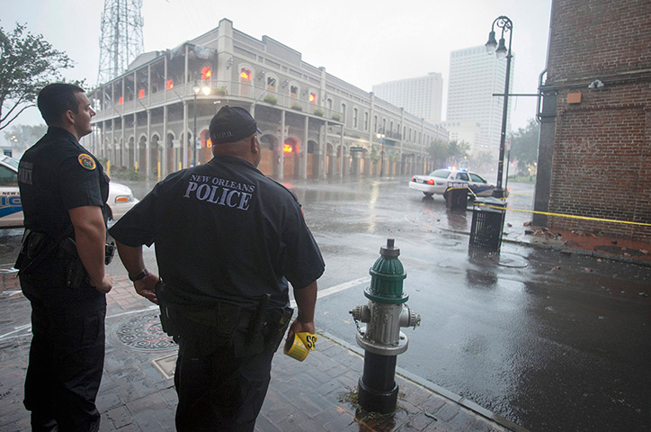 Isaac update: Police stand watch over a French Quarter intersection, New Orleans