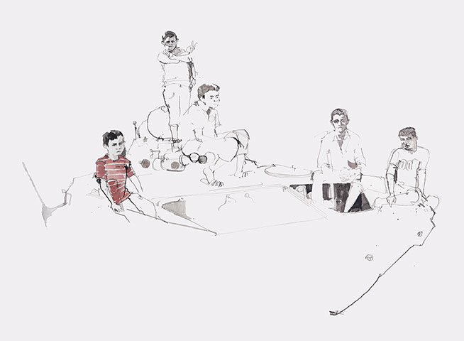 Azaz illustrations: Children on a tank