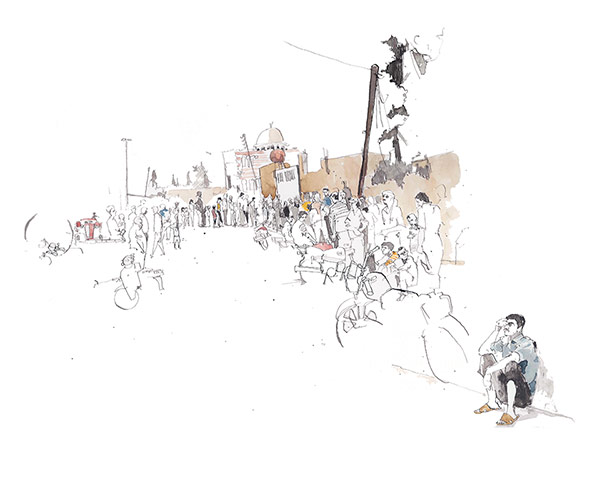 Azaz illustrations: Bakery road in Azaz