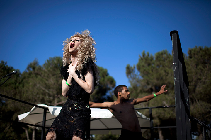24 hours in pictures: An Israeli drag queen performs during Gay Pride Parade in Jerusalem