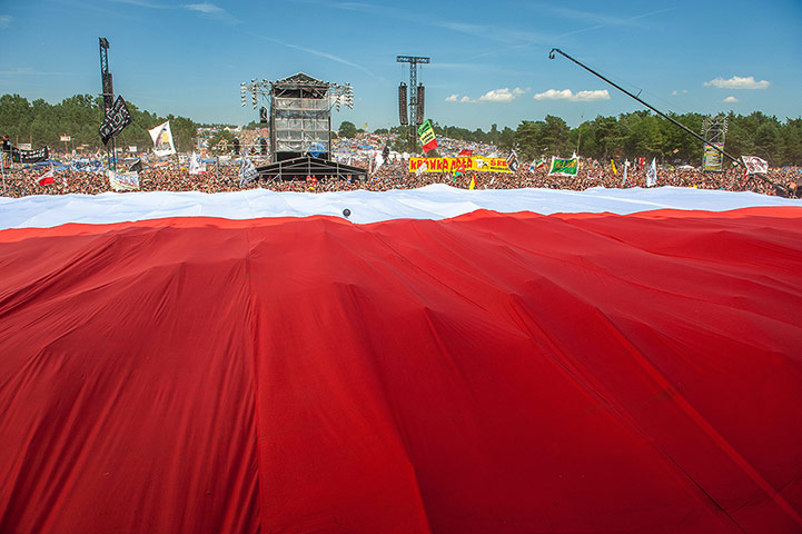 Week in music: A giant Polish flag is unveiled during the Woodstock Bus Stop festival