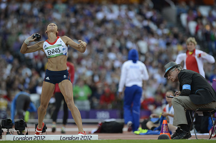 Ennis redux: Jessica Ennis competes in the shot put