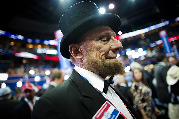 Republican convention: Delegate George Engelbach dressed like Abraham Lincoln