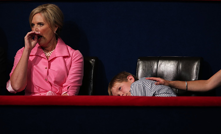 Republican convention: Ann Romney and Paul Ryan's son Sam sit in the VIP box
