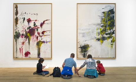 family at an art gallery