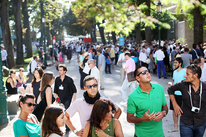 Venice biennale: Visitors walk through the Giardini 