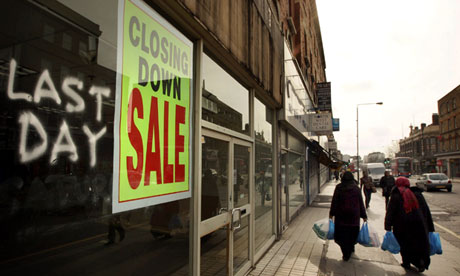 Boarded up shops