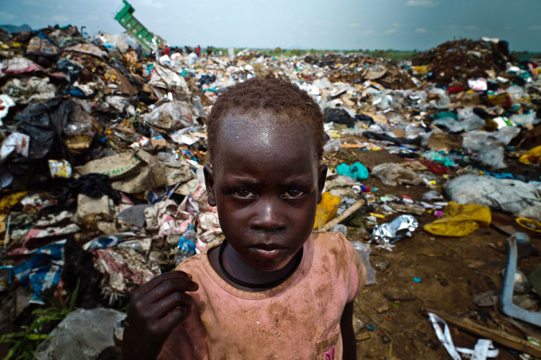 A young boy at a rubbish dump in Juba, South Sudan