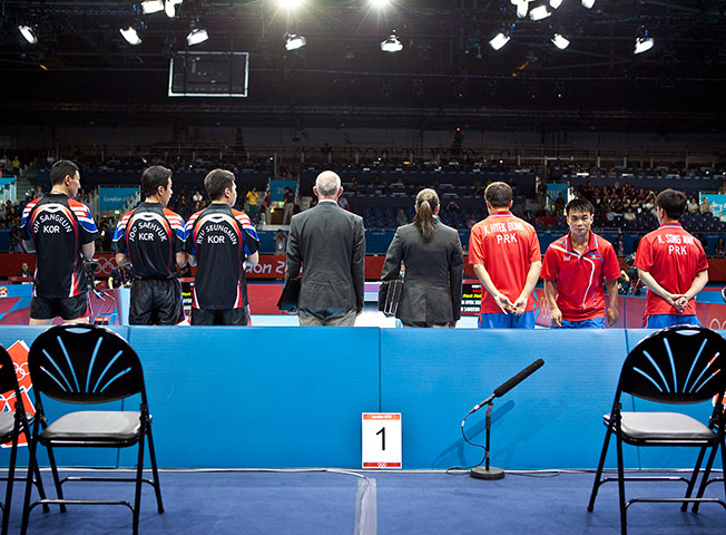 Table tennis: The Korean teams are introduced at the Excel centre