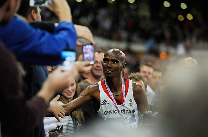 Mo Farah: Mo greets his fans after winning gold