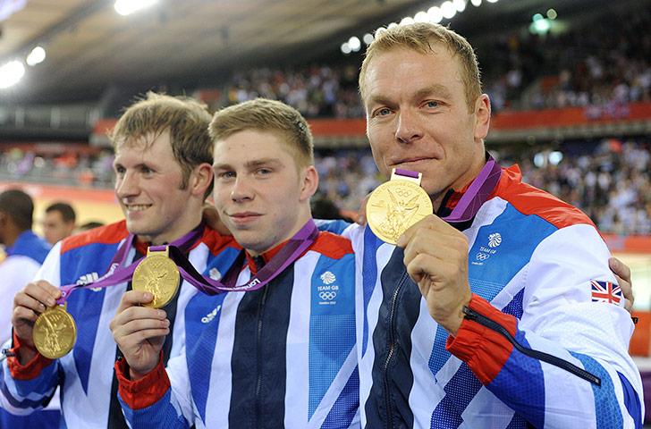 Team GB medals: Jason Kenny, Philip Hindes, and Chris Hoy 
