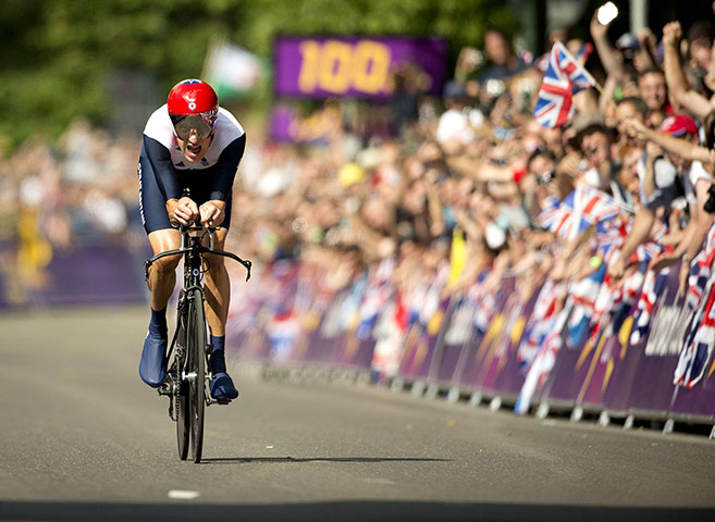 Team GB medals: Bradley Wiggins approaches the finish line