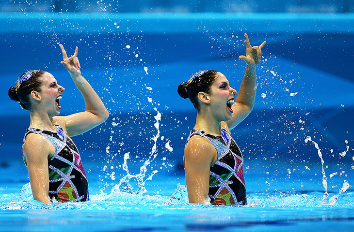 Synchronised swimming: Nayara Figueira and Lara Teixeira of Brazil 