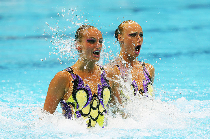 Synchronised swimming: Nadine Brandl and Livia Lang of Austria 