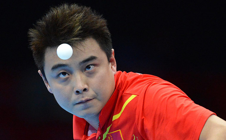 London 2012 Table Tennis: Wang Hao of China in action against Seiya Kishikawa Table Tennis
