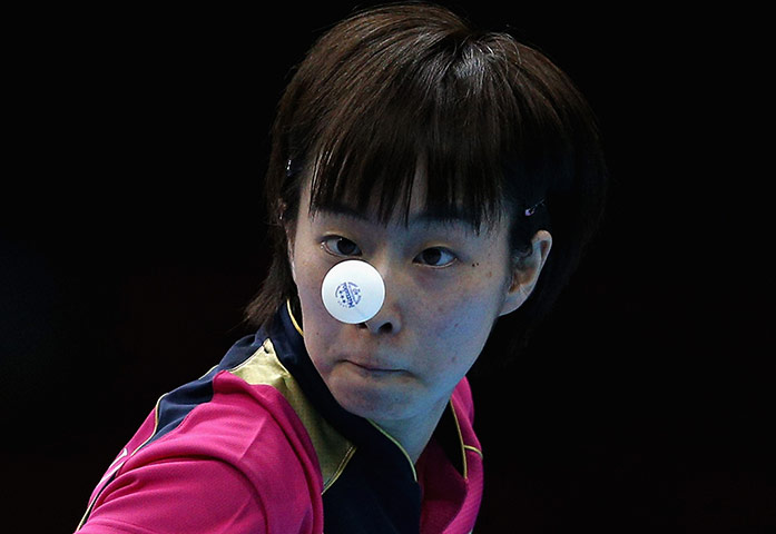 London 2012 Table Tennis: Kasumi Ishikawa of Japan competes during the Table Tennis