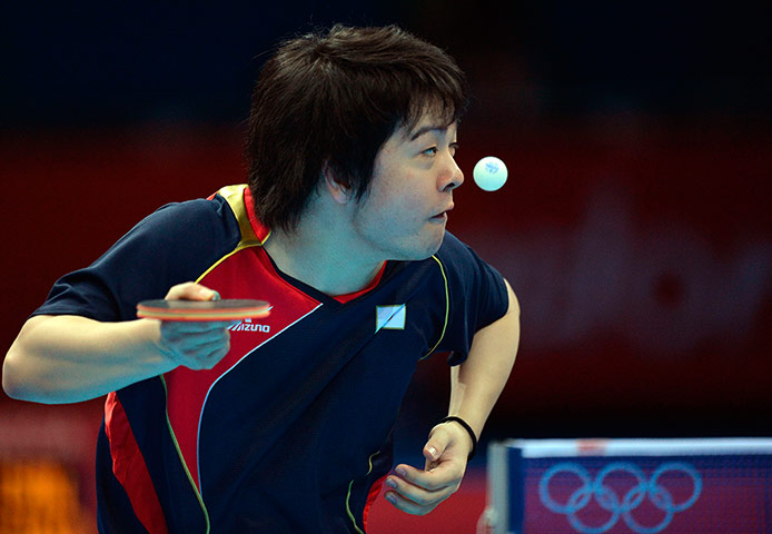 London 2012 Table Tennis: Seiya Kishikawa serves tables tennis olympics London 2012
