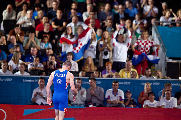 Greco Roman wrestling: The Croatian Neven Zugaj leaves after winning his match