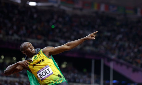 Usain Bolt after winning the 100m in London